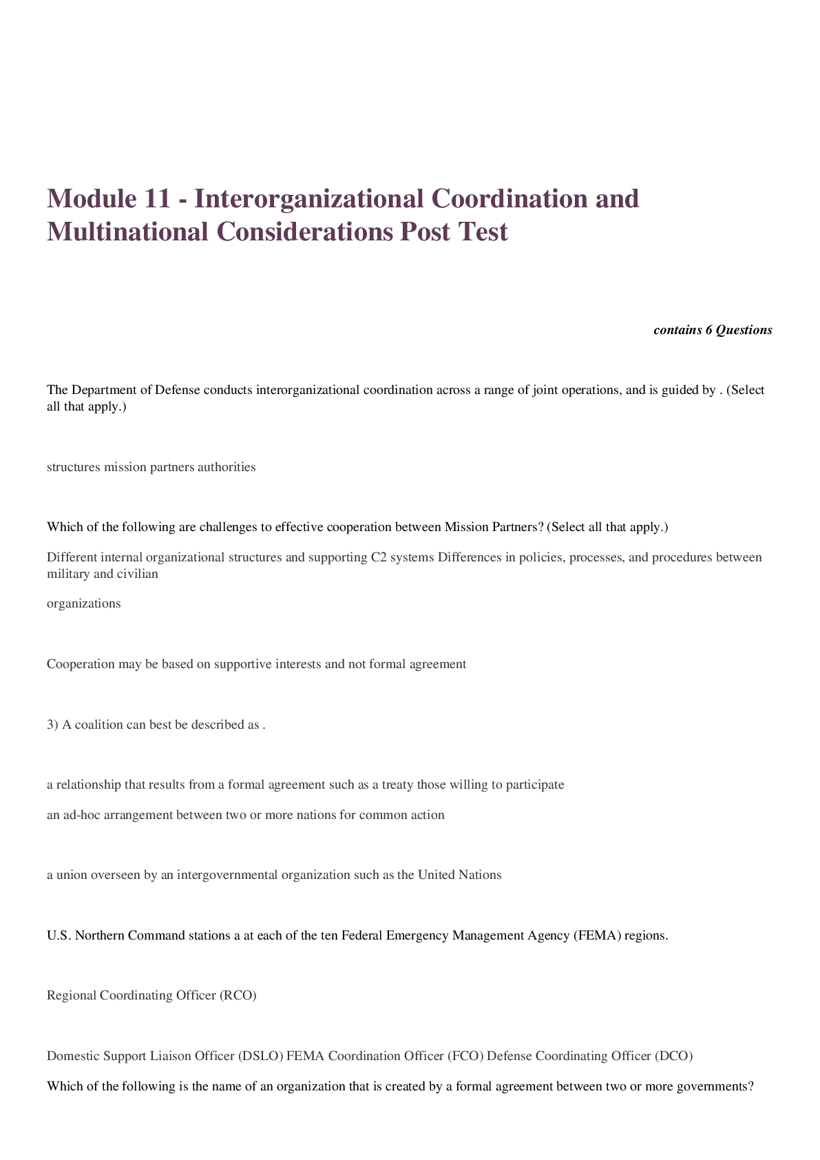 Preview of SEJPME II Module 11 Interorganizational Coordination and
